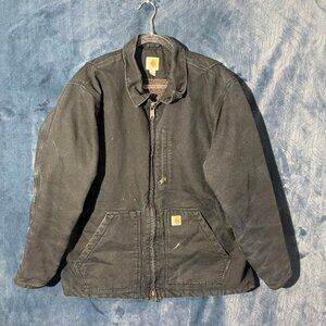Vintage Carhartt Loose Fit Black Duck Sherpa Lined Work Wear Jacket Men’s‎ XL